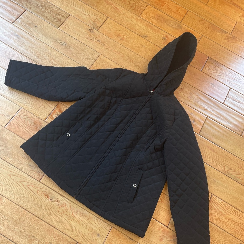 ESPRIT Quilted hooded black zip jacket women’s 1X
